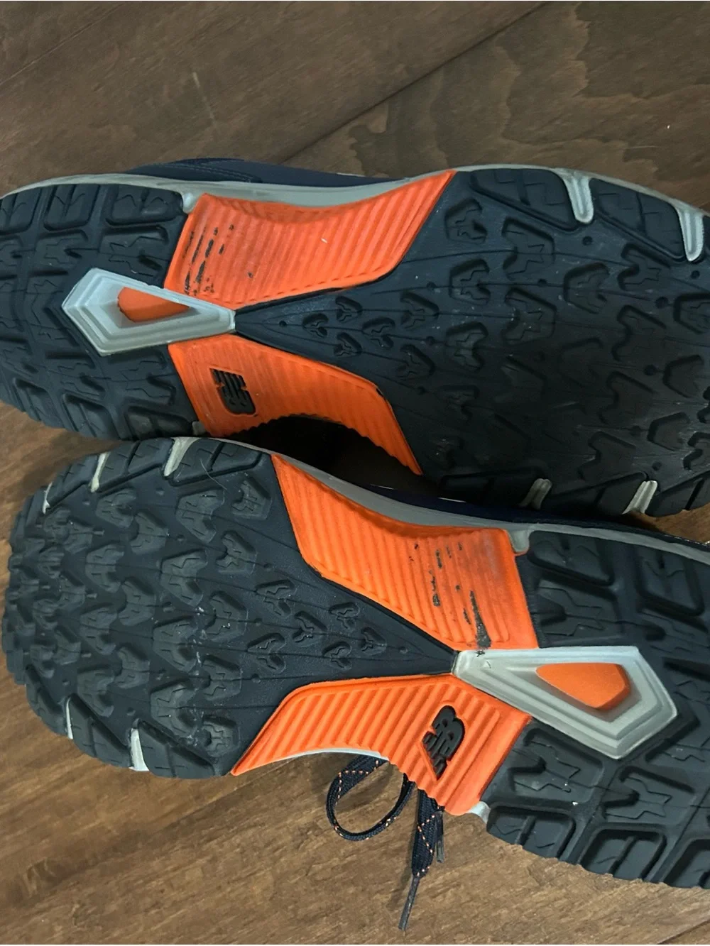 New Balance Men's Navy Athletic Sneakers with Orange Details